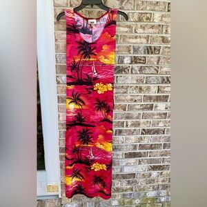 Tropical Palm Tree Hawaiian Print Dress